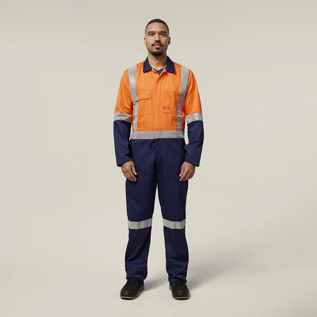 HARD YAKKA - [Y00262] CORE HI VIS SPLICED H TAPED COTTON DRILL COVERALLS