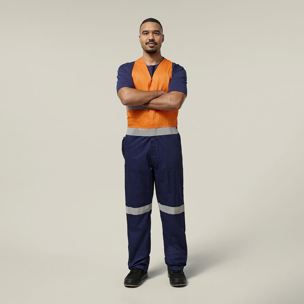 HARD YAKKA - [Y01055] CORE HI VIS SPLICED ACTION BACK TAPED COTTON DRILL
OVERALLS