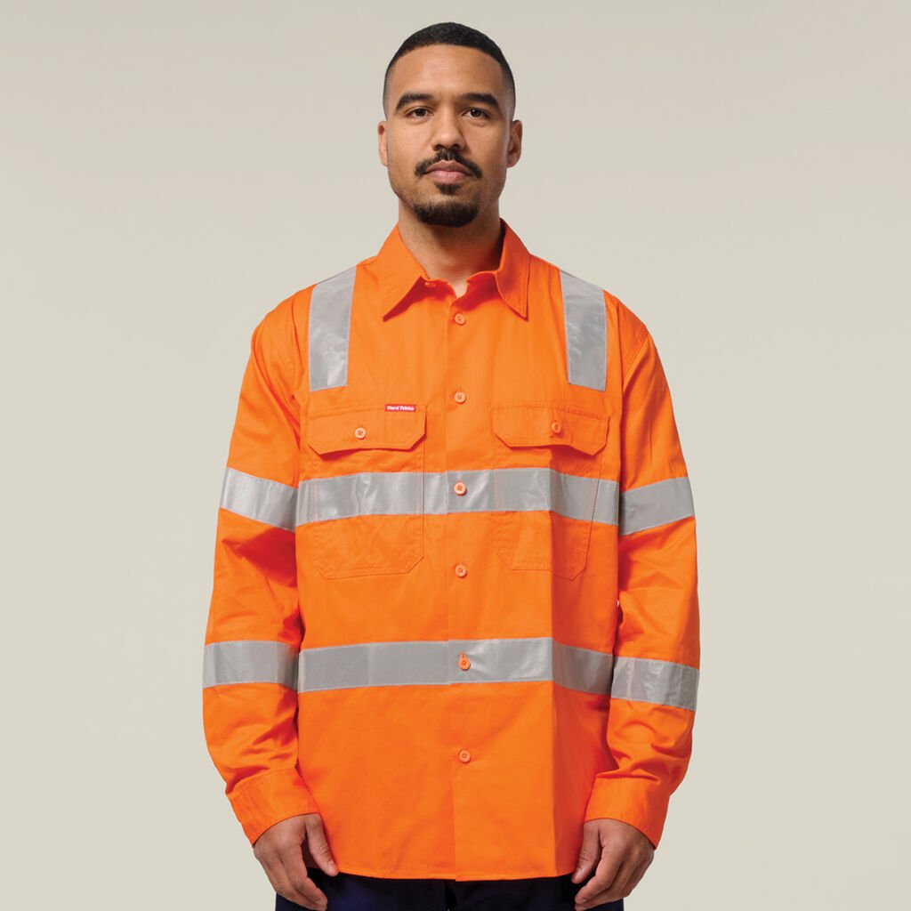 HARD YAKKA - [Y04275] CORE HI VIS LONG SLEEVE LIGHTWEIGHT BIOMOTION X BACK TAPED SHIRT