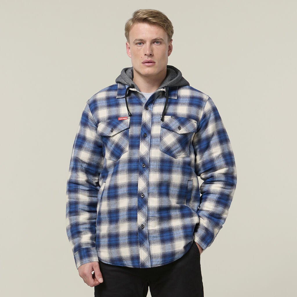 HARD YAKKA - [Y06690] HERITAGE QUILTED FLANNEL HOODED SHACKET