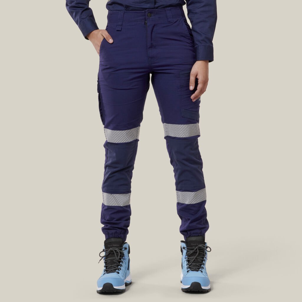 [Y08411-NAVY-6] HARD YAKKA - [Y08411] WOMEN'S 3056 RAPTOR ACTIVE CUFFED TAPED PANTS (6)