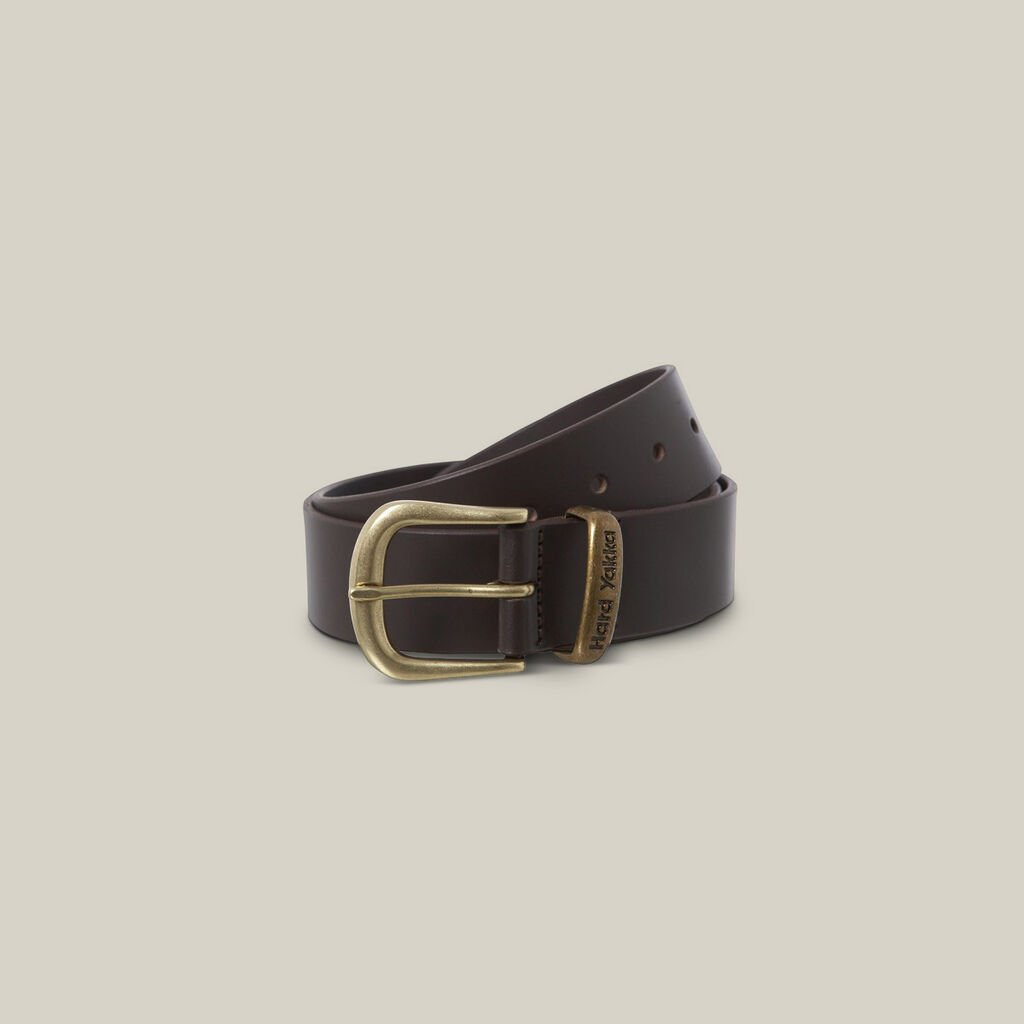 [Y09402-CHOCOLATE-72R] HARD YAKKA - [Y09402] CORE LEATHER & BRASS BUCKLE BELT (CHOCOLATE, 72R)