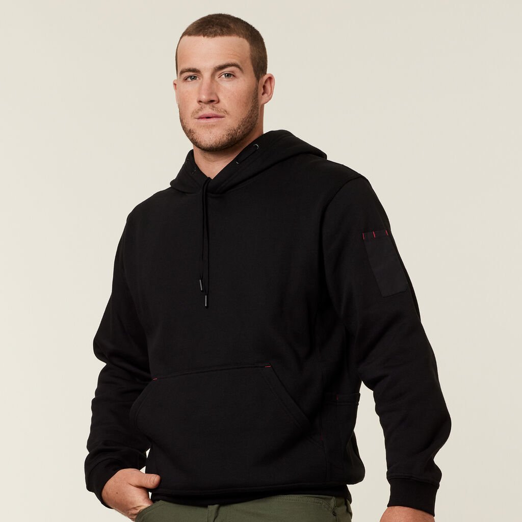 [Y19326-BLACK-XS] HARD YAKKA - [Y19326] CORE FLEECE WORKWEAR HOODIE (BLACK, XS)