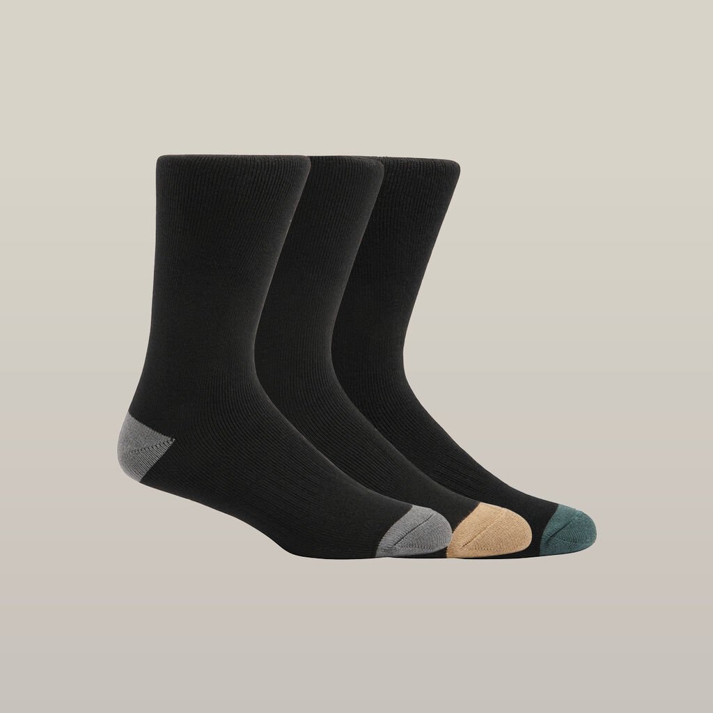 [Y20015-BLACK/GREY/KHAKI/GREEN] HARD YAKKA - [Y20015] CORE BAMBOO RICH PADDED CREW SOCK - 3 PACK (BLACK/GREY/KHAKI/GREEN)