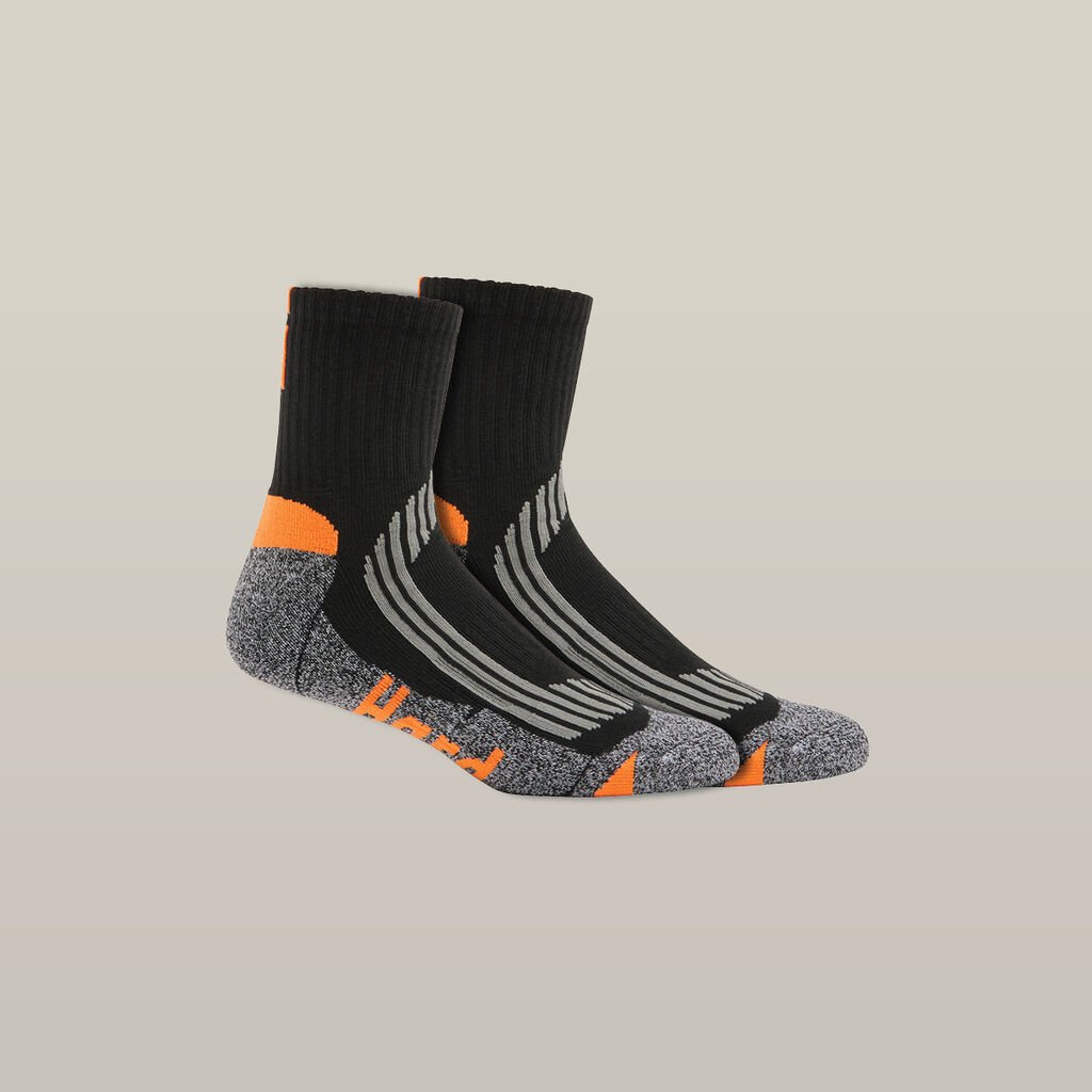 [Y20017-ORANGE] HARD YAKKA - [Y20017] CORE COOLMAX PADDED QUARTER CREW SOCK - 2 PACK (ORANGE)