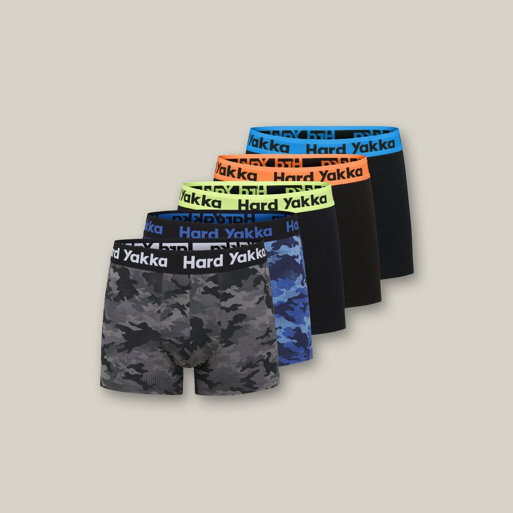 [Y26578-BLKCAMO-S] HARD YAKKA - [Y26578] CORE STRETCH COTTON TRUNKS - 5 PACK (S)