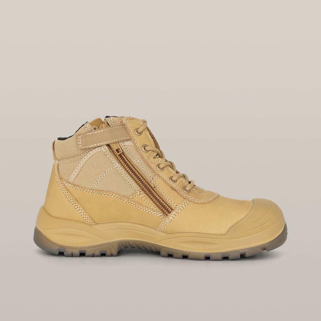 [Y60120-WHEAT-UK_4] HARD YAKKA - [Y60120] Utility Zip Sided Steel Toe Safety Boot (UK 4)