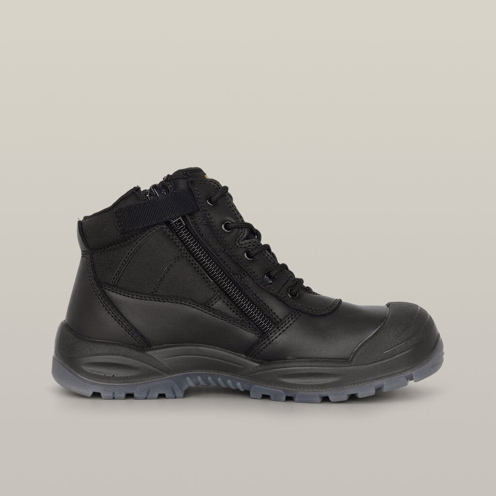 [Y60125-BLACK-UK_4] HARD YAKKA - [Y60125] Utility Zip Sided Steel Toe Safety Boot (UK 4)
