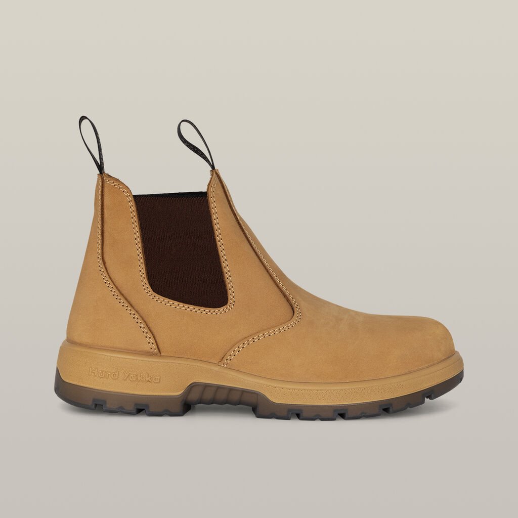 [Y60174-WHEAT-UK_6] HARD YAKKA - [Y60174] OUTBACK PULL ON STEEL TOE PR SAFETY BOOT (UK 6)