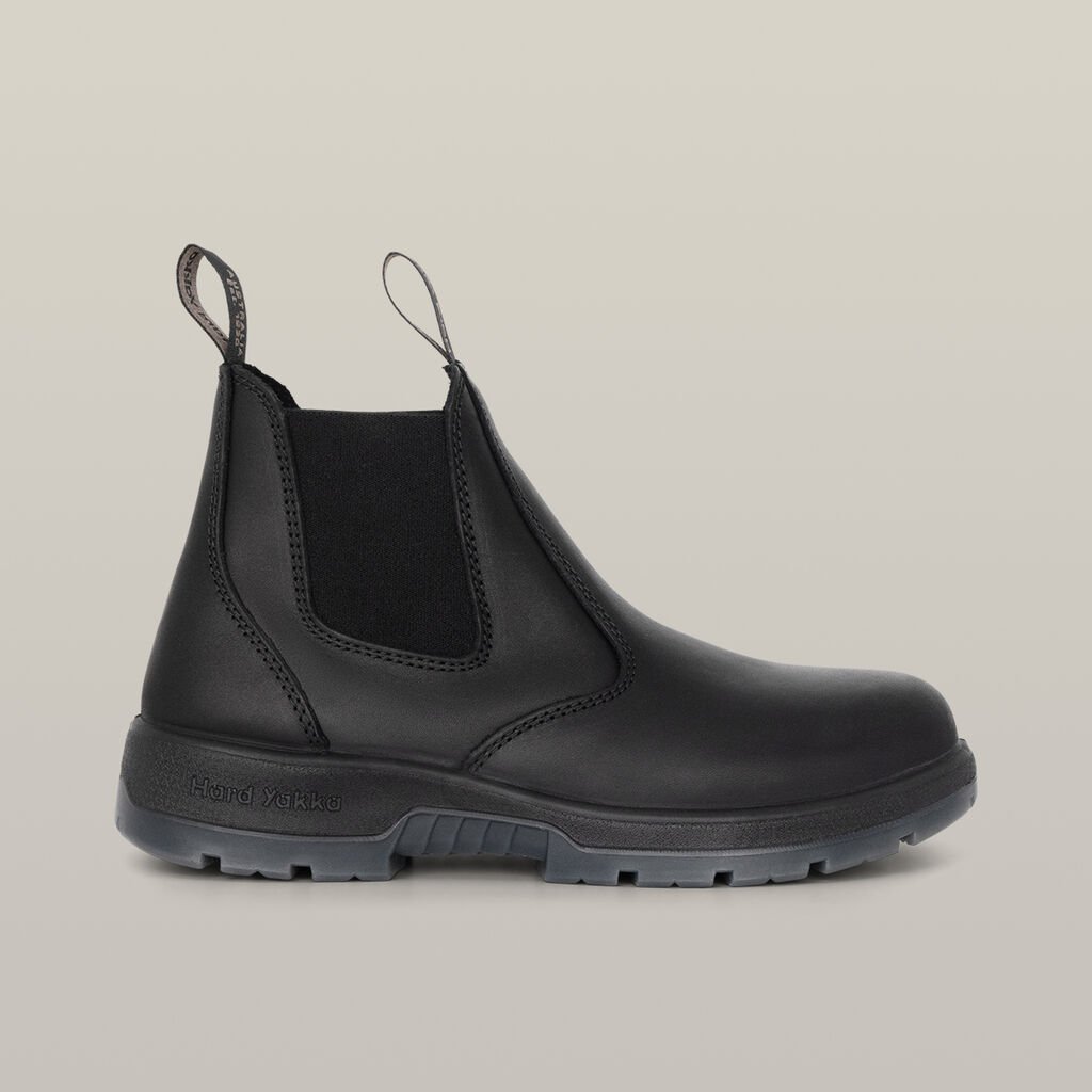 [Y60175-BLACK-UK_6] HARD YAKKA - [Y60175] Outback Pull On Steel Toe PR Safety Boot (UK 6)