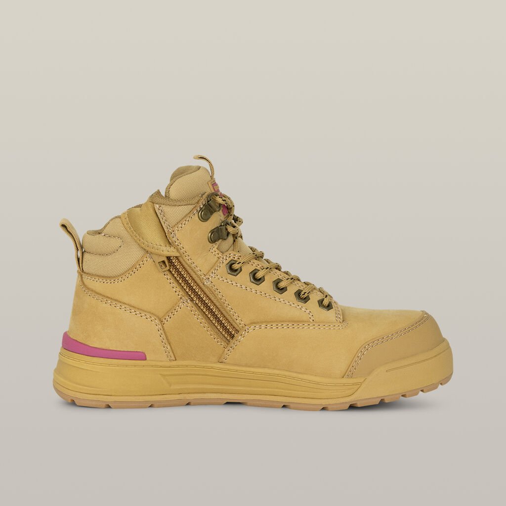 [Y60240-WHEAT-US_4] HARD YAKKA - [Y60240] Women's 3056 Lace Up & Side Zip Safety Boot (US 4)