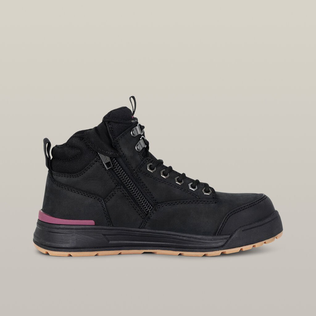 [Y60245-BLACK-US_4] HARD YAKKA - [Y60245] Women's 3056 Lace Up & Side Zip Safety Boot (US 4)