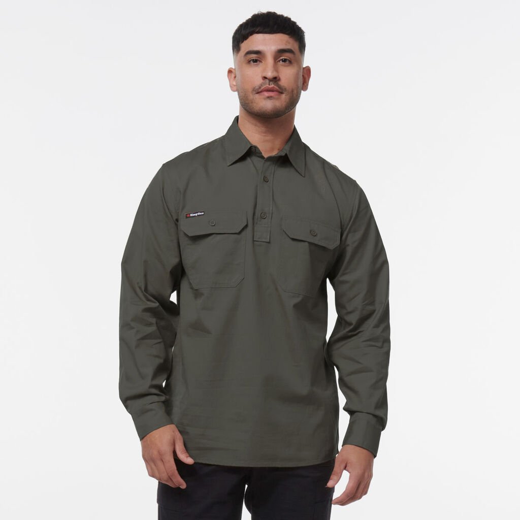 [K14033_GREEN_2XS] KINGGEE - [K14033] WORKCOOL VENTED CLOSED FRONT SHIRT L/S (GREEN, 2XS)