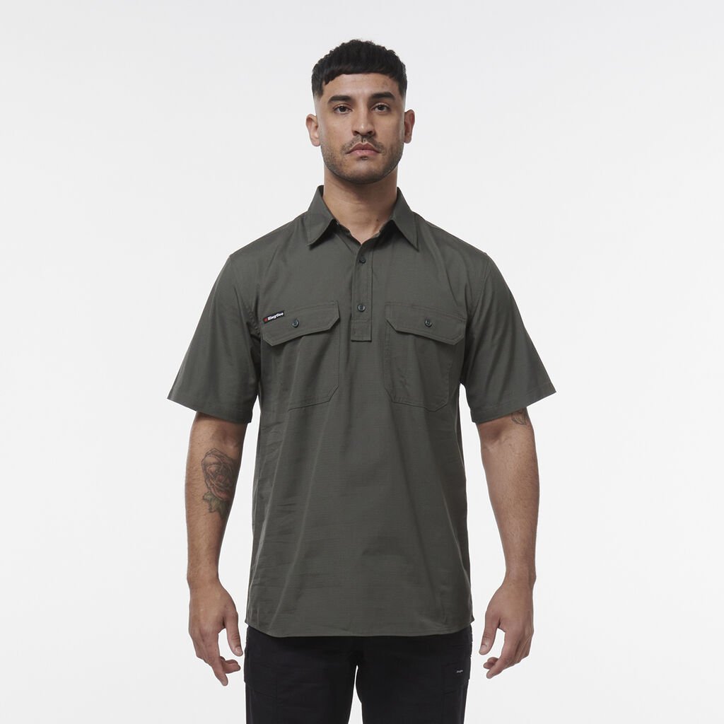 [K14032_GREEN_2XS] KINGGEE - [K14032] WORKCOOL VENTED CLOSED FRONT SHIRT S/S (GREEN, 2XS)