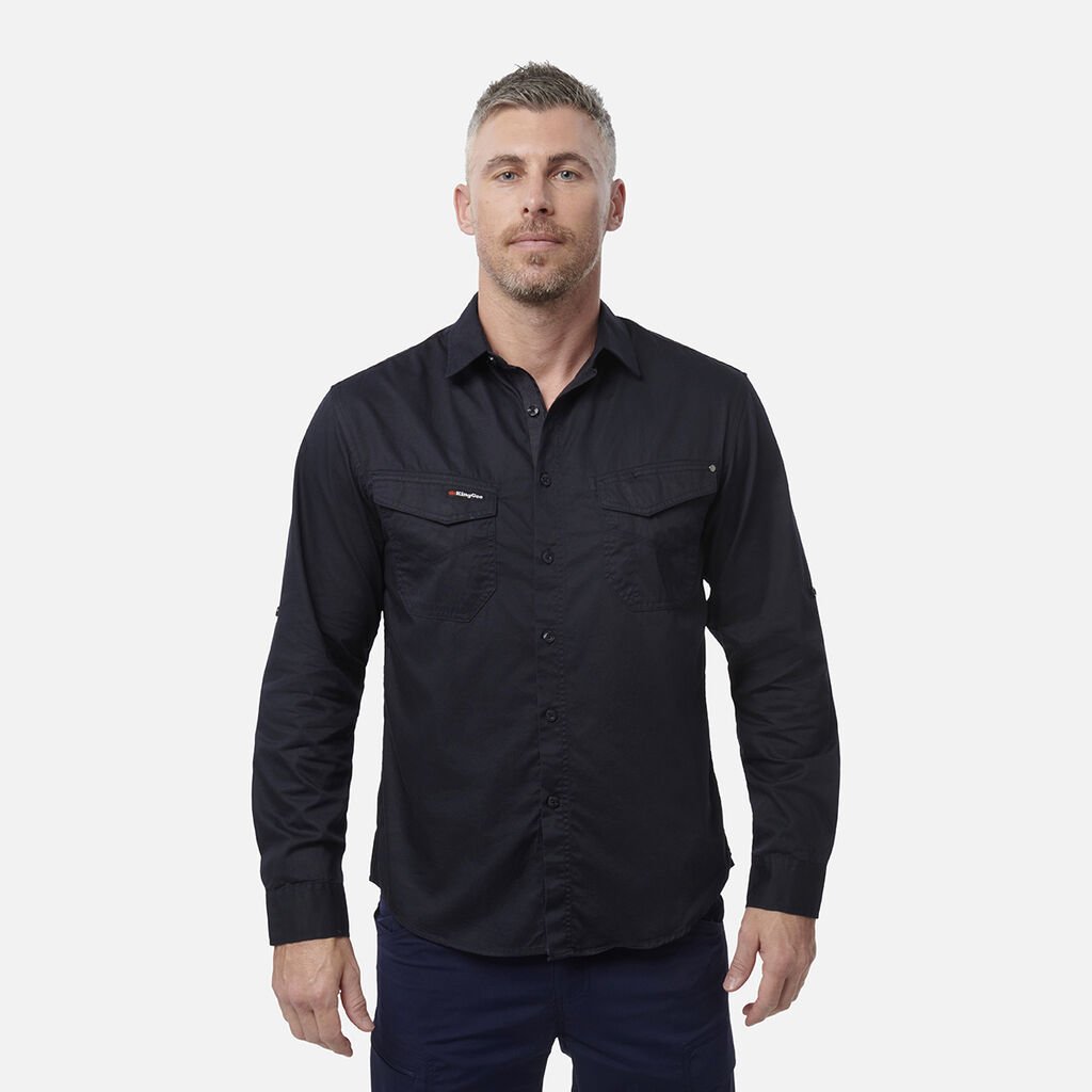 [K14350_OILED NAVY_XS] KINGGEE - [K14350] TRADIE SHIRT L/S (OILED NAVY, XS)