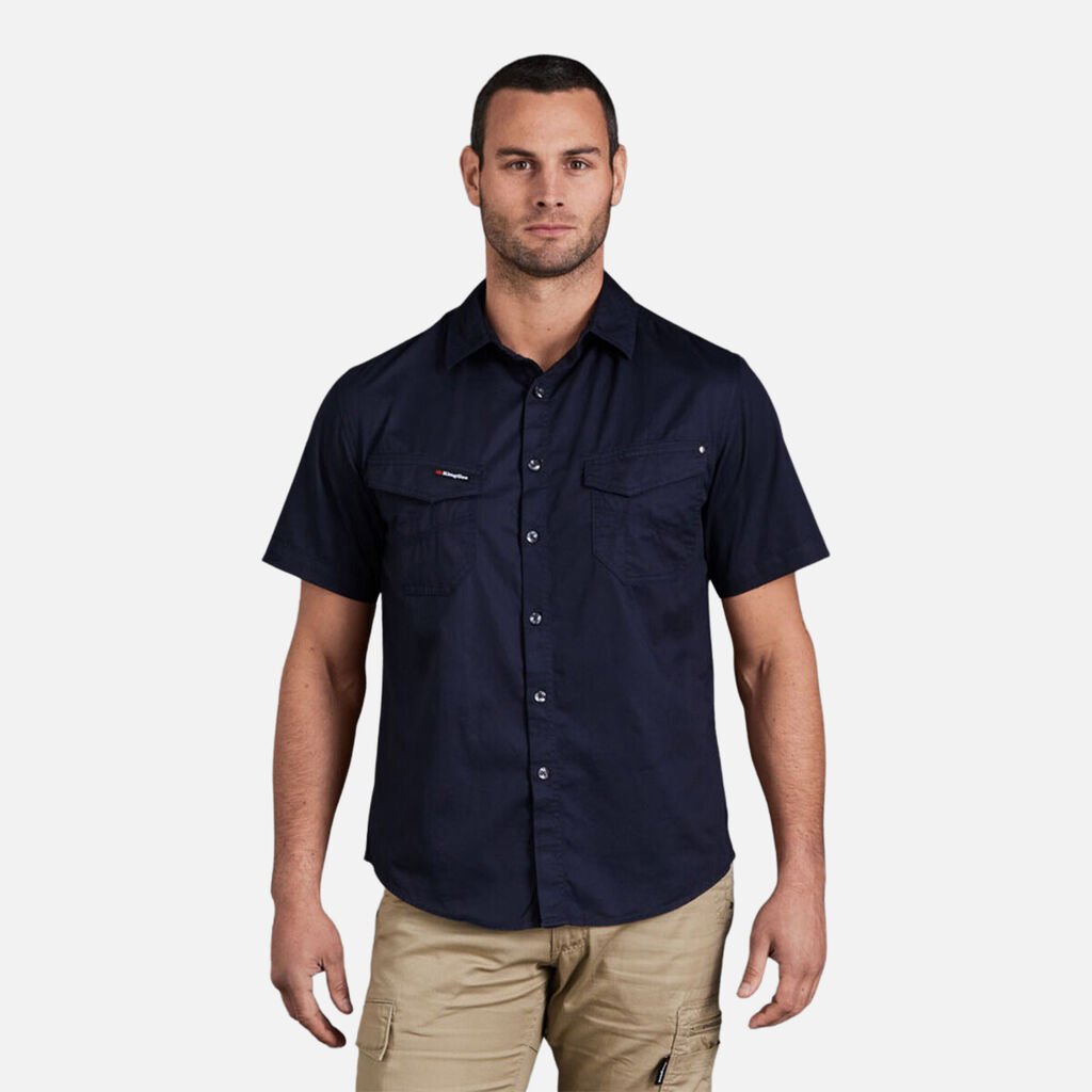 [K14355_OILED NAVY_XS] KINGGEE - [K14355] TRADIE SHIRT S/S (OILED NAVY, XS)