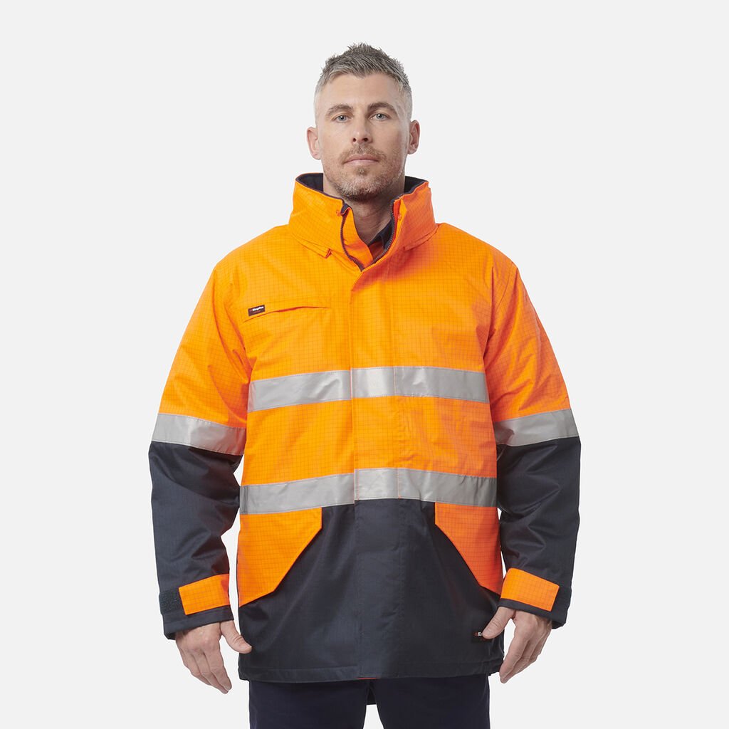 [K55035_ORANGE/NAVY_XS] KINGGEE - [K55035] ANTI STATIC JACKET (ORANGE/NAVY, XS)