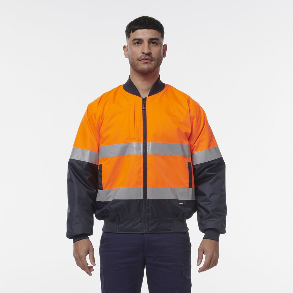 [K55032_ORANGE/NAVY_2XS] KINGGEE - [K55032] REFLECTIVE BOMBER JACKET (ORANGE/NAVY, 2XS)