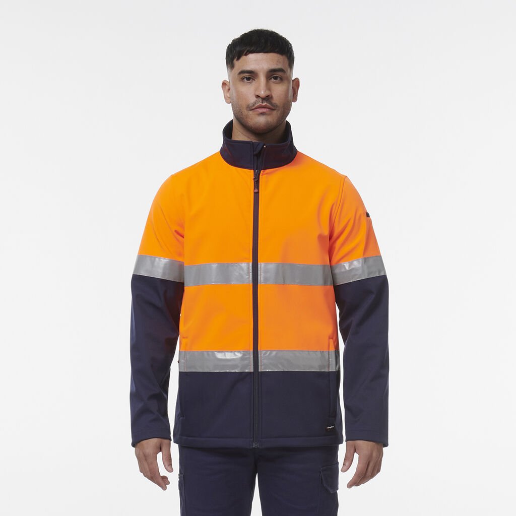 [K55034_ORANGE/NAVY_2XS] KINGGEE - [K55034] REFLECTIVE SOFTSHELL JACKET (ORANGE/NAVY, 2XS)