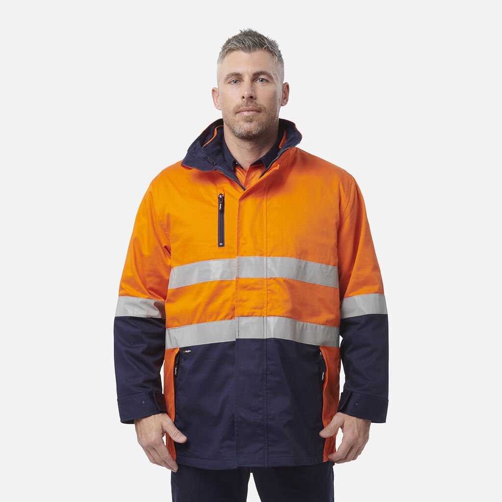 [K55400_ORANGE/NAVY_2XS] KINGGEE - [K55400] REFLECTIVE 3 IN 1 COTTON DRILL JACKET (ORANGE/NAVY, 2XS)