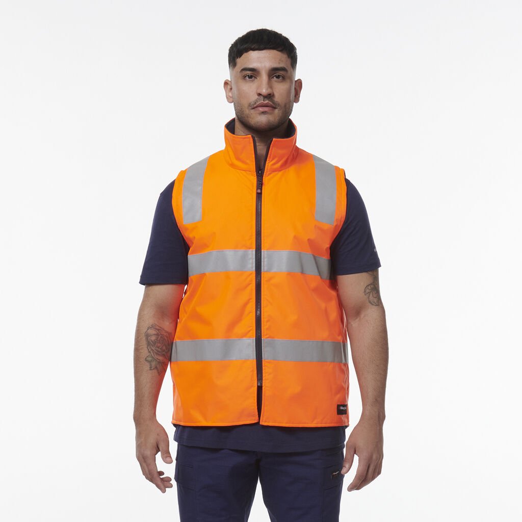 [K55031_ORANGE/NAVY_2XS] KINGGEE - [K55031] REFLECTIVE INSULATED VEST (ORANGE/NAVY, 2XS)