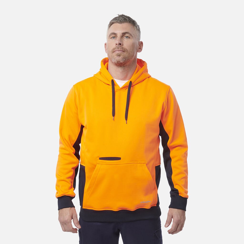 [K55033_ORANGE/NAVY_S] KINGGEE - [K55033] HI VIS PULL OVER HOODIE (ORANGE/NAVY, S)