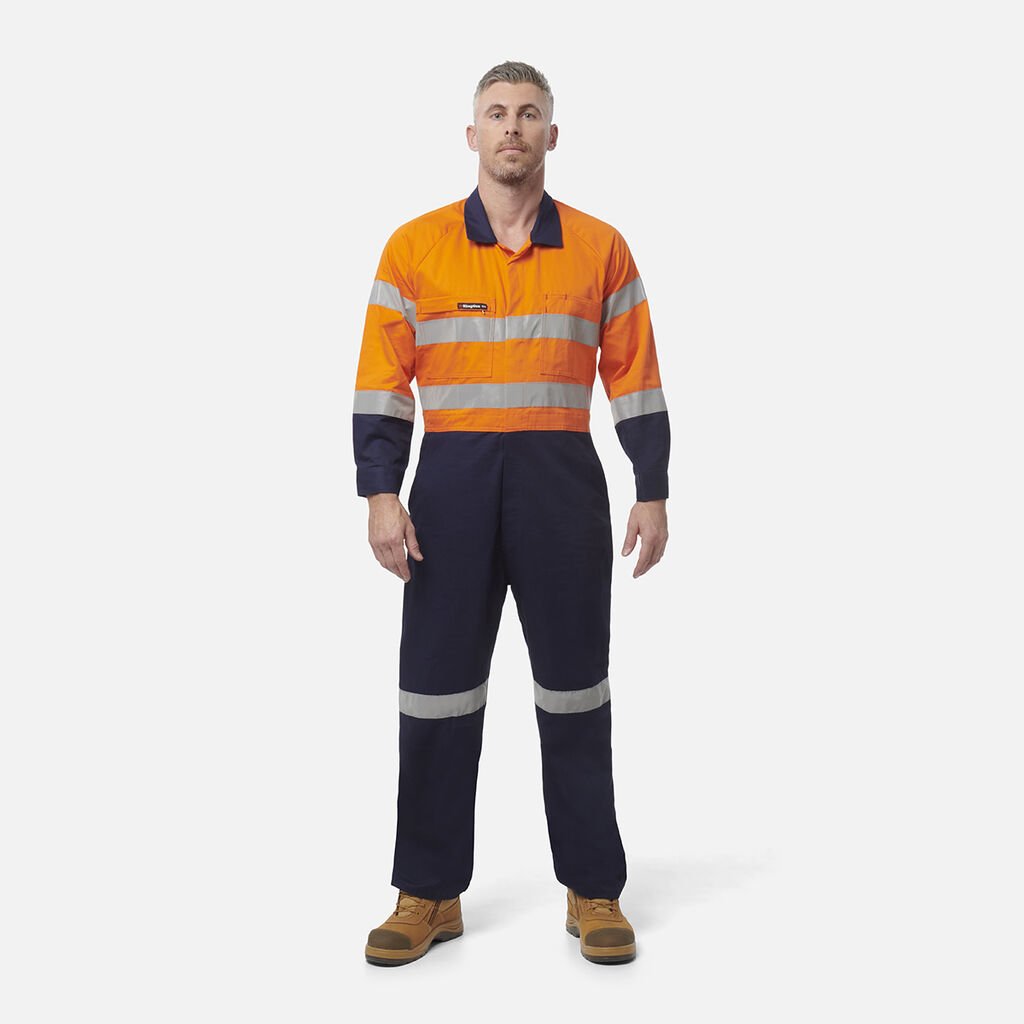 [K51525_ORANGE/NAVY_82R] KINGGEE - [K51525] REFLECTIVE SPLICED DRILL OVERALL (ORANGE/NAVY, 82R)