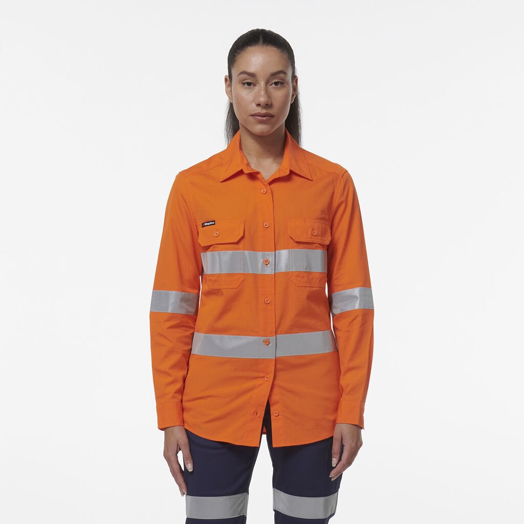 [K44231_ORA_6] KINGGEE - [K44231] WOMEN'S WORKCOOL VENTED REFLECTIVE SHIRT L/S (6)