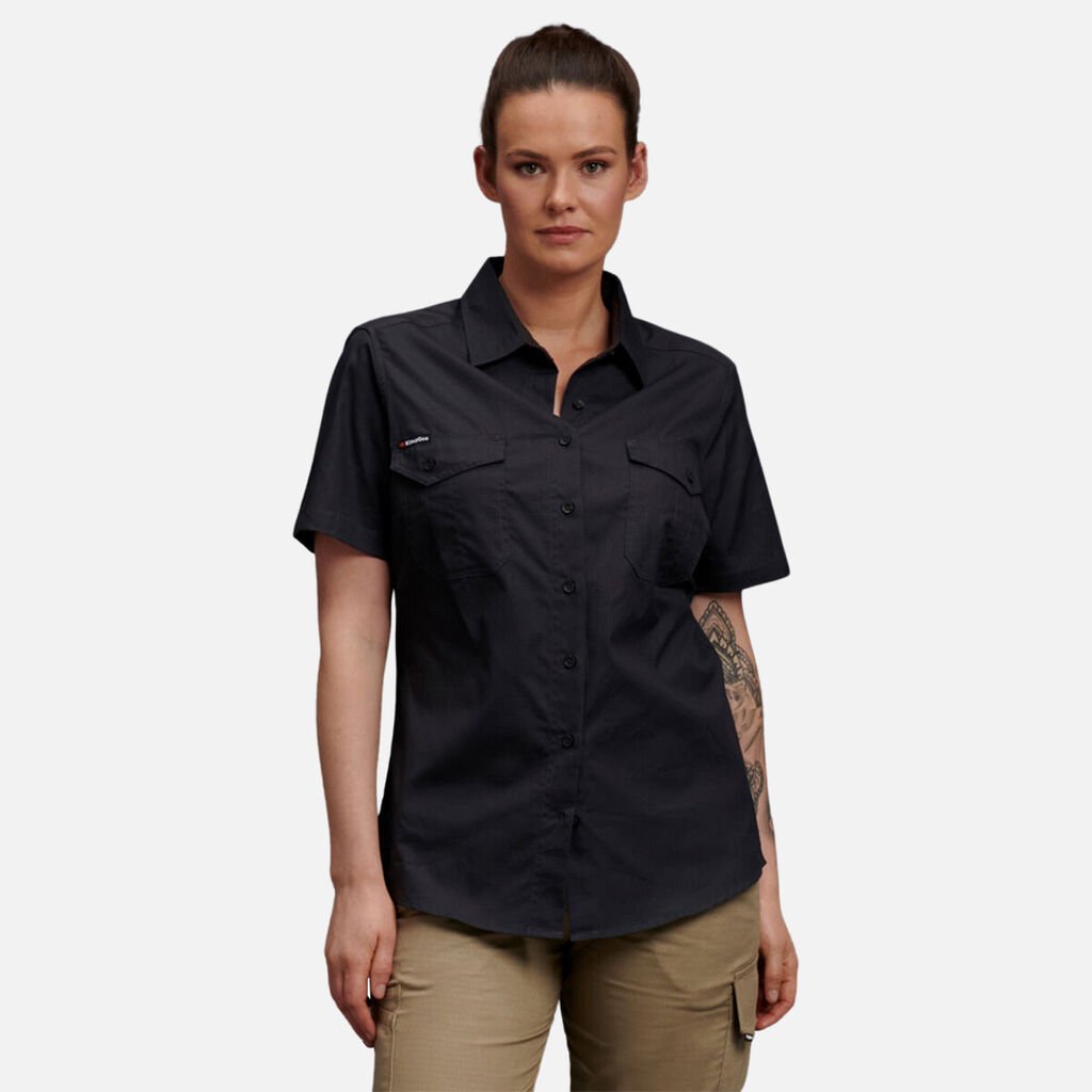 [K44205_CHARCOAL_6] KINGGEE - [K44205] WOMEN'S WORKCOOL 2 SHIRT S/S (CHARCOAL, 6)
