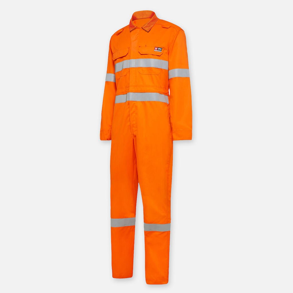 [Y00080_ORA_77R] KINGGEE - [Y00080] SHIELDTEC FR LIGHWEIGHT HI-VIS COVERALL WITH FR TAPE (77R)