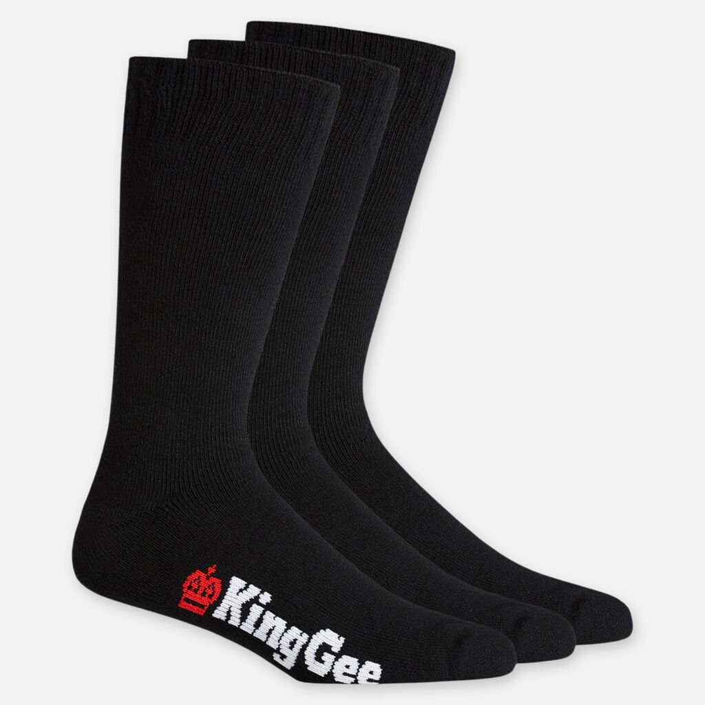 [K09230_BLACK_11-14] KINGGEE - [K09230] MEN'S 3 PACK BAMBOO WORK SOCKS (BLACK, 11-14)