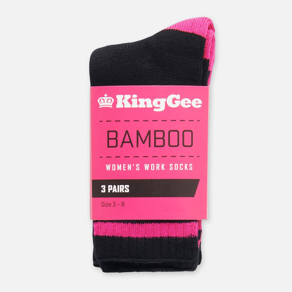[K49015_BLACK PINK] KINGGEE - [K49015] WOMEN'S BAMBOO SOCK 3 PACK (BLACK PINK)