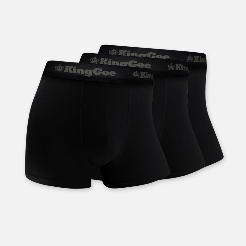 [K19005_BLACK_S] KINGGEE - [K19005] MEN'S BAMBOO TRUNKS 3 PACK (BLACK, S)