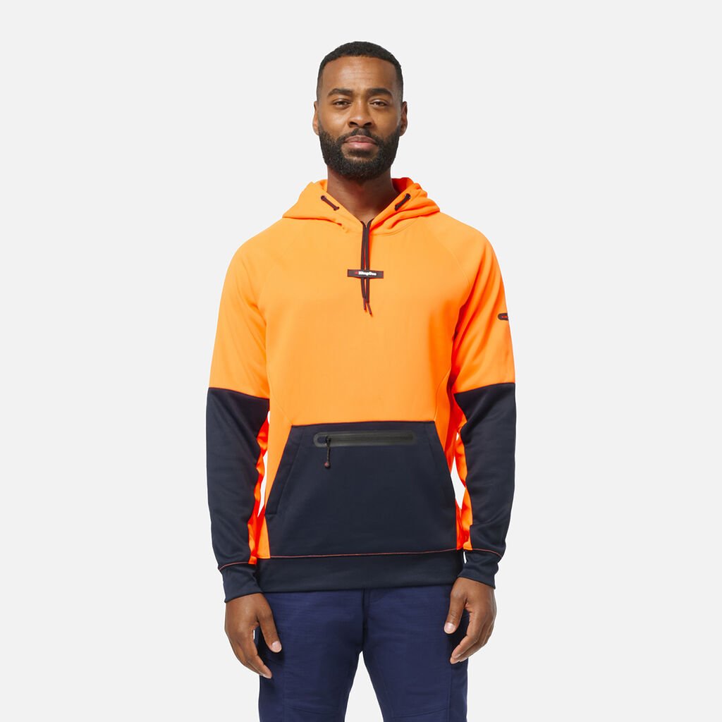 [K55012_ORANGE/NAVY_2XS] KINGGEE - [K55012] ORIGINALS HI VIS WATER REPELLENT HOODIE (ORANGE/NAVY, 2XS)
