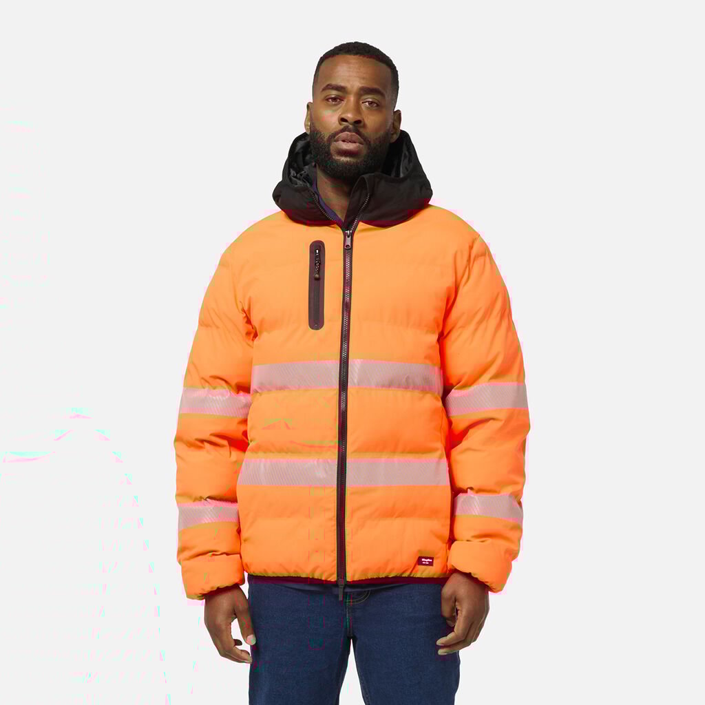 [K55011_ORANGE/NAVY_S] KINGGEE - [K55011] ORIGINALS HI VIS TAPED WATER REPELLENT PUFFER (ORANGE/NAVY, S)