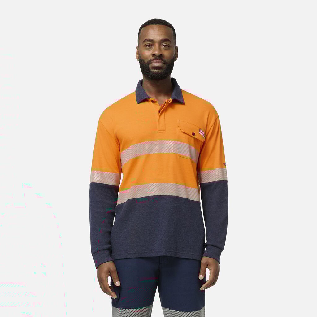 [K84008_ORANGE/NAVY_2XS] KINGGEE - [K84008] SHIELDTEC FR HI VIS TAPED POLO (ORANGE/NAVY, 2XS)