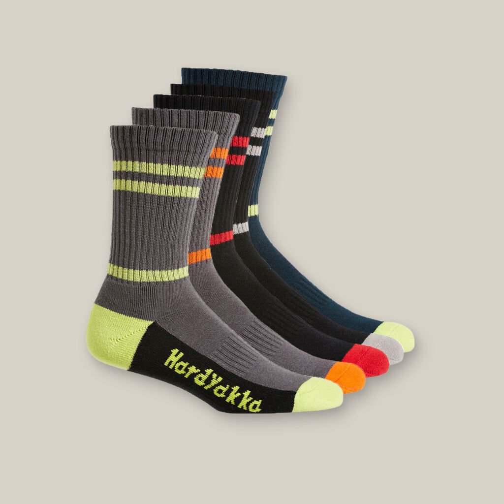 [Y20035-MULTI-7-12] HARD YAKKA - [Y20035] CORE PADDED COTTON RICH CREW WORK SOCK - 5 PACK (MULTI)