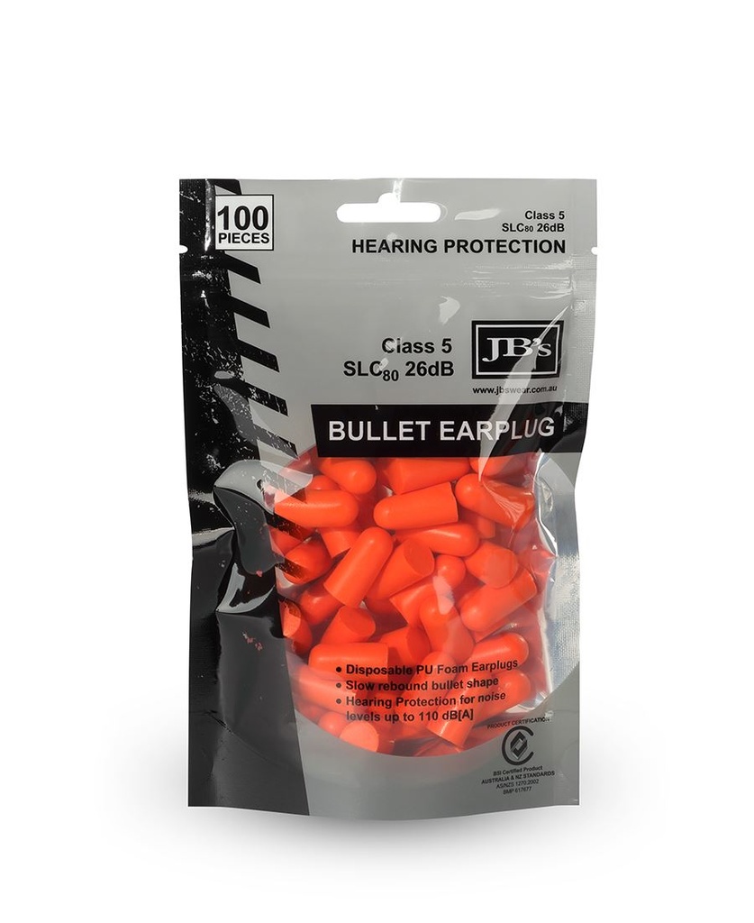 [8P040] JB'S - [8P040] BULLET SHAPED EARPLUG (100 PIECES)