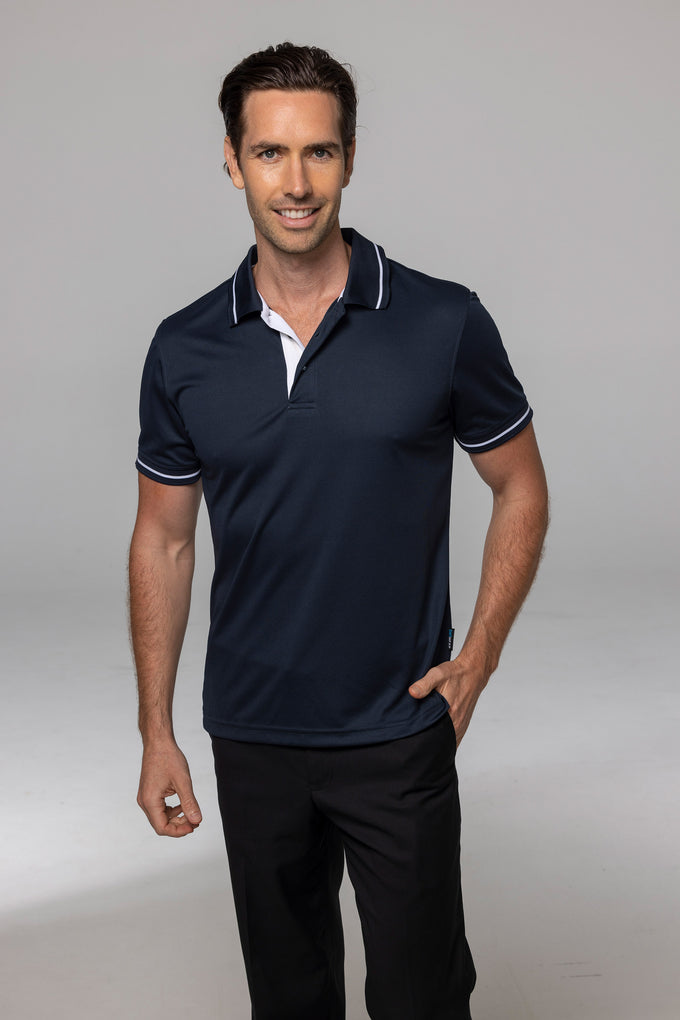 AP - [AP1319] COTTESLOE MENS POLOS (BLACK/TEAL, S)
