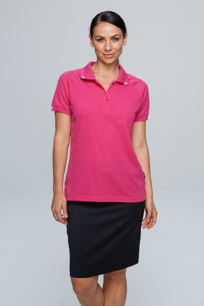 AP - [AP2308] FLINDERS LADY POLOS (BLACK/TEAL, 6)