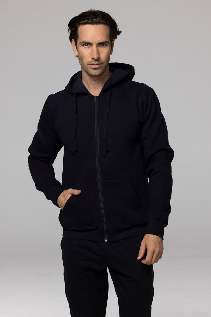 AP - [AP1528] QUEENSCLIFF ZIP MENS HOODIES (BLACK, XS)