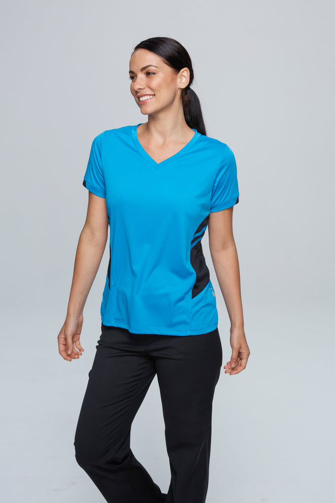 AP - [AP2211] TASMAN LADY TEES (BLACK/TEAL, 4)