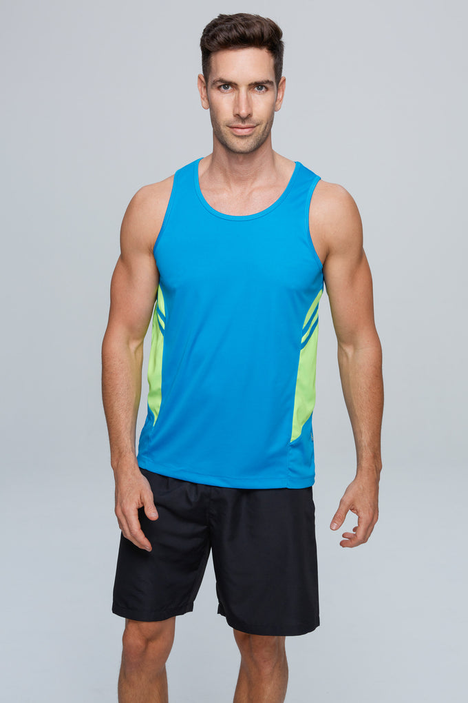 AP - [AP1111] TASMAN MENS SINGLETS (BLACK/TEAL, S)