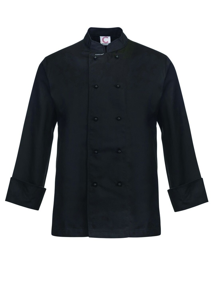 [CJ031_BLACK_3XS] CHEFSCRAFT - [CJ031] CLASSIC CHEF JACKET -LS (BLACK, 3XS)
