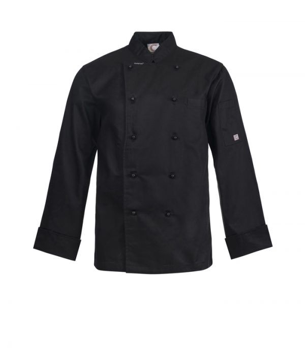 [CJ048_BLACK_3XS] CHEFSCRAFT - [CJ048] LIGHTWEIGHT EXECUTIVE LONG SLEEVE CHEFS JACKET (BLACK, 3XS)