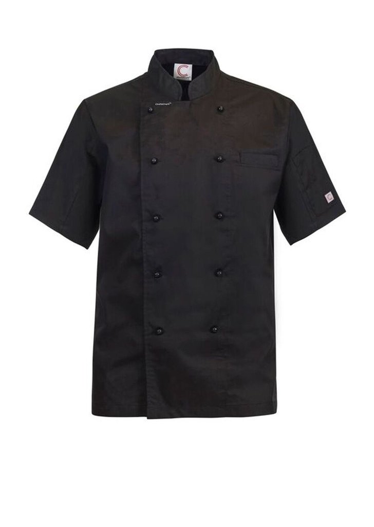 [CJ049_BLACK_3XS] CHEFSCRAFT - [CJ049] LIGHTWEIGHT EXECUTIVE SHORT SLEEVE CHEFS JACKET (BLACK, 3XS)