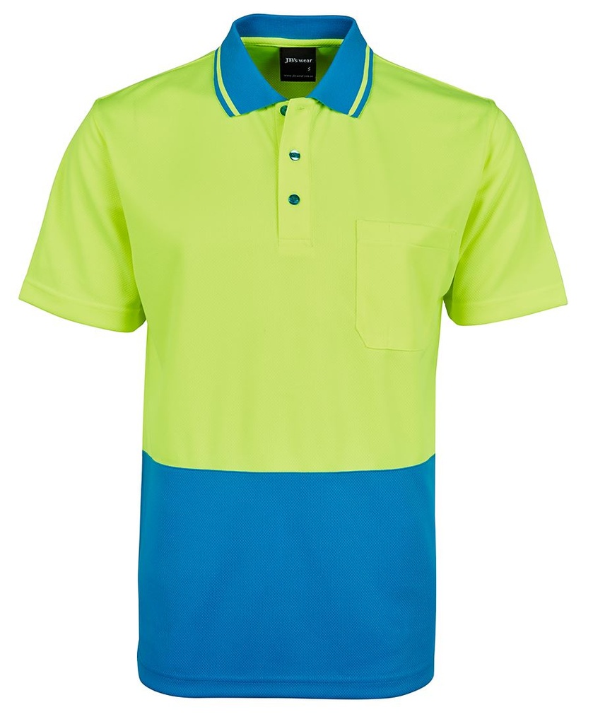 [6HVNC_LIME/AQUA_2XS] JB'S - [6HVNC] ADULTS AND KIDS HI VIS NON CUFF TRADITIONAL POLO (LIME/AQUA, 2XS)