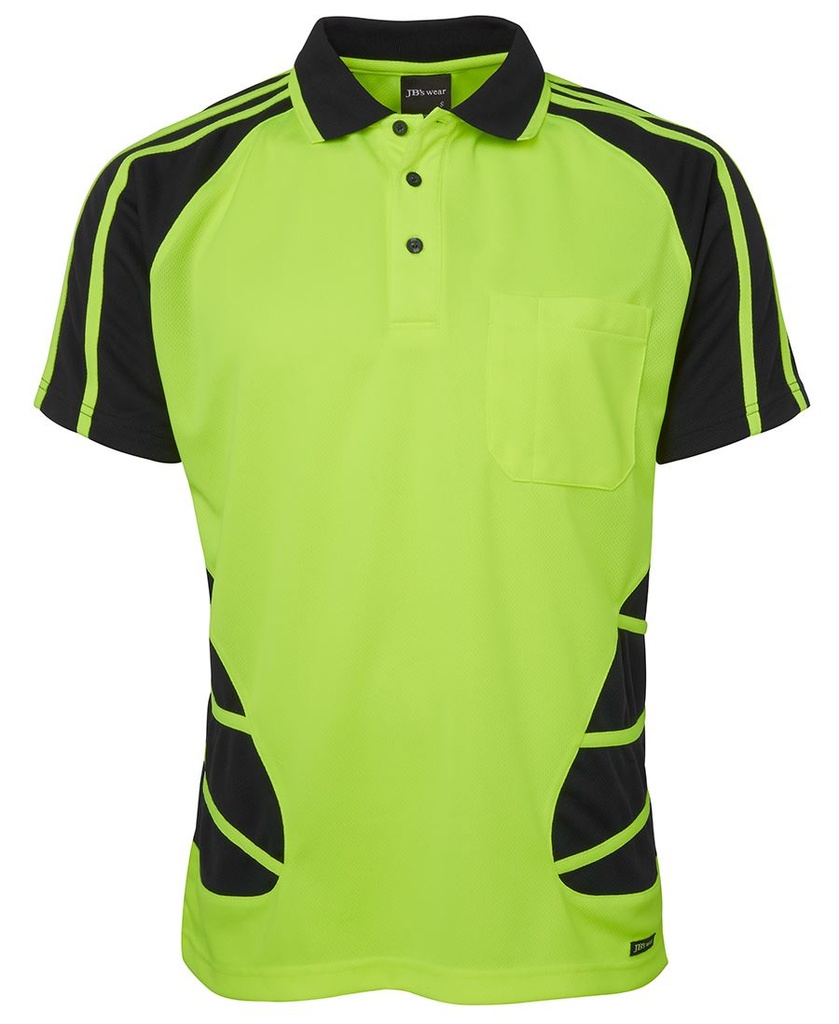 [6HSP_LIME/BLACK_2XS] JB'S - [6HSP] HI VIS S/S SPIDER POLO (LIME/BLACK, 2XS)
