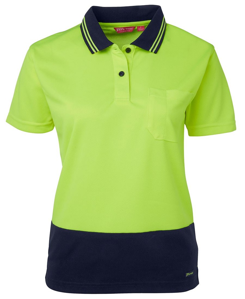 [6LHCP_LIME/NAVY_6] JB'S - [6LHCP] LADIES HI VIS S/S COMFORT POLO (LIME/NAVY, 6)