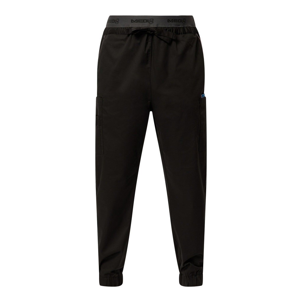 [M88027_BLACK/PLUM_XS] MEDI8 - [M88027] UNISEX JOGGER SCRUB PANTS (BLACK/PLUM, XS)